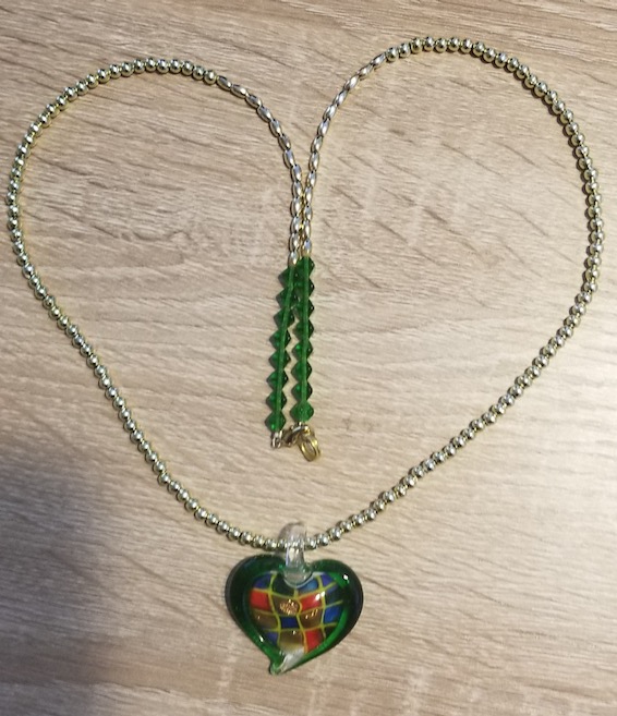 gold beads multicolor heart