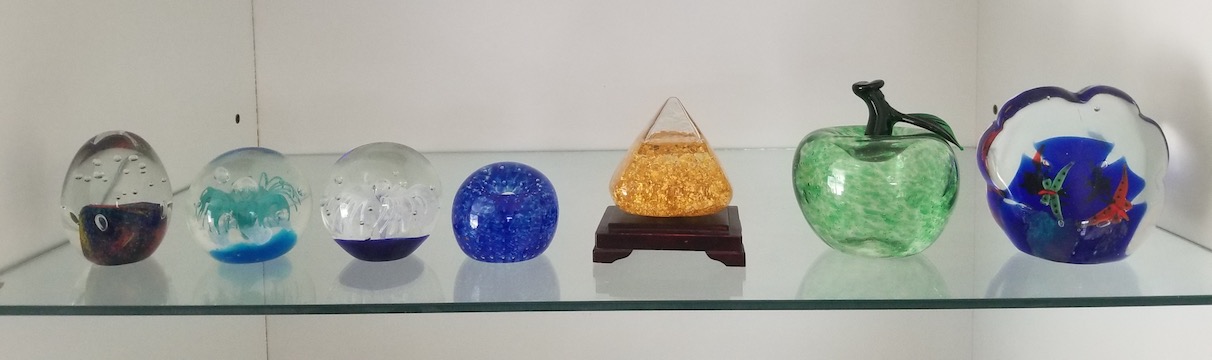 7 GLASS PAPERWEIGHTS